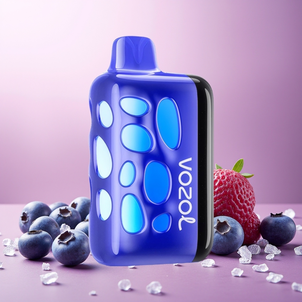VOZOL RAVE 40000 Norge Engros Vape til engangsbruk Blåbær Is med 1000mAh Batteri, 270° Glødende Design & Beat-Synced Party Mode