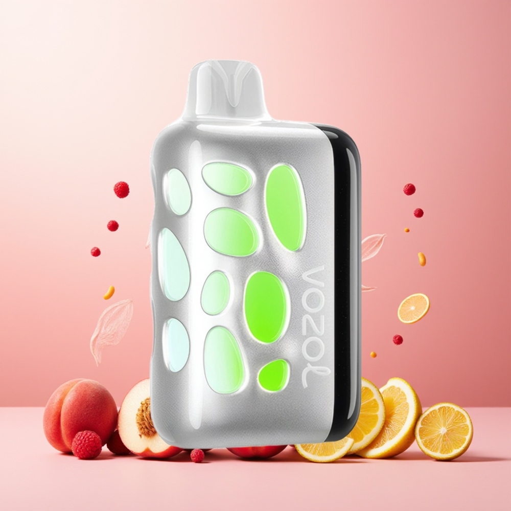 VOZOL RAVE 40000 Norge Engros Vape til engangsbruk Fersken Bringebær Lemonade – 1000mAh Batteri, Beat-Synced Party Mode, 80% Oppladning på 20 Min