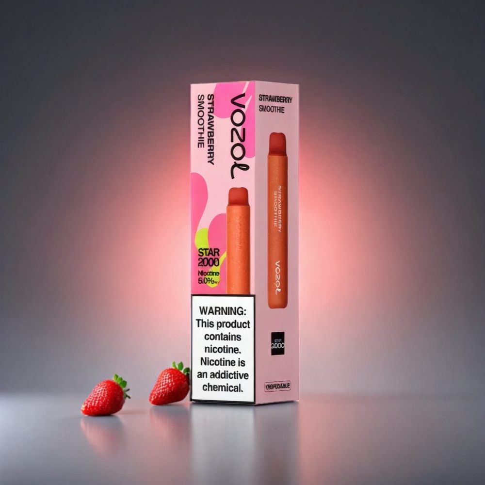 VOZOL Star Norge Engros 20000 Puffs Jordbær Smoothie med 2.2\" HD speilskjerm og Dual Mesh