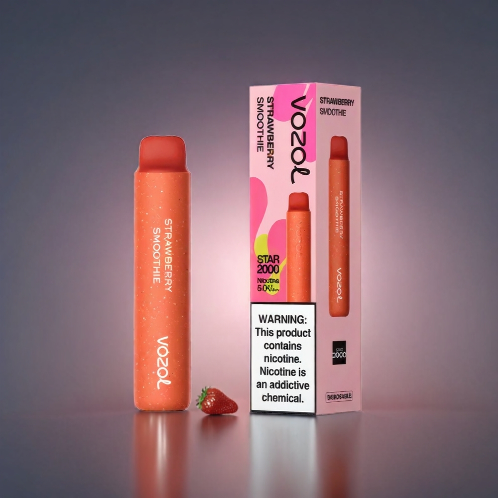 VOZOL Star Norge Engros 20000 Puffs Jordbær Smoothie med 2.2\" HD speilskjerm og Dual Mesh