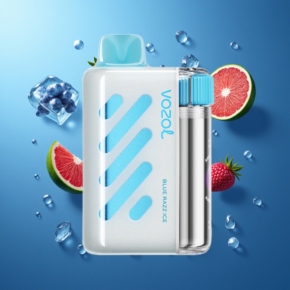 VOZOL VISTA 40000 Puffs Norge Engros MTL Rechargeable Vape med Blå Bringebær Is, 1000mAh Hurtiglading, 2% Nikotin, Mesh Coil og S.i.L.C Flavor Technology