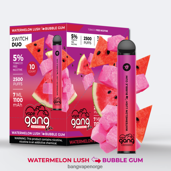 Bang Vape 5000 Puffs Nicotine - Vape Gang Switch Duo 2 smaker (eske med 10) 2B260F49 vannmelon frodig - tyggegummi