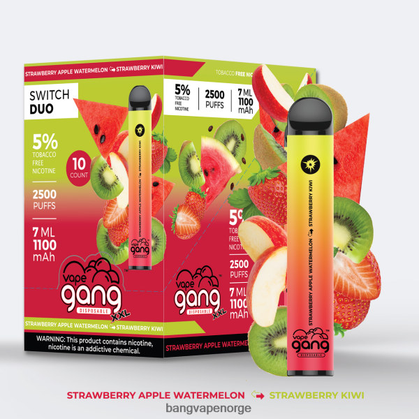 Vape Gang Disposables - Vape Gang Switch Duo 2 smaker (eske med 10) 2B260F45 jordbær eple vannmelon - jordbær kiwi