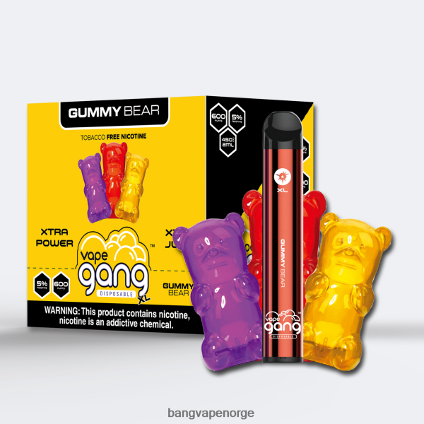 Bang Vape Norge - Vape Gang XL engangsvapes 600 puff (eske med 10) 2B260F64 gummibjørn