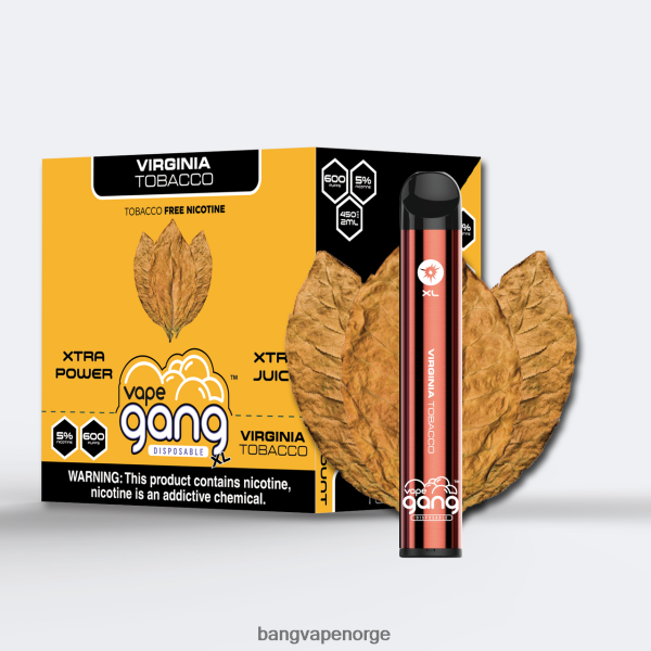 Vape Bang Disposable King - Vape Gang XL engangsvapes 600 puff (eske med 10) 2B260F70 virginia tobakk